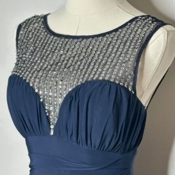 Stunning Black Mesh Sheer Prom Cocktail Dress Womens S Sequin Formal 90s Y2K - Picture 8 of 16